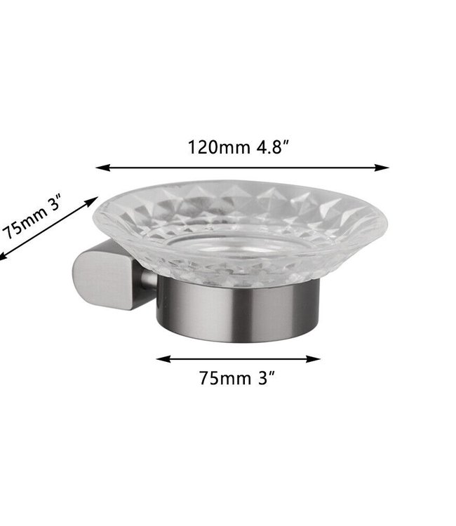 Rene Houtman Zeepbakje met Glazen Schoteltje | Muurbevestiging | Gun Metal