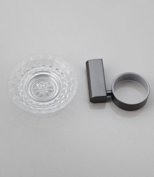 Rene Houtman Zeepbakje met Glazen Schoteltje | Muurbevestiging | Gun Metal