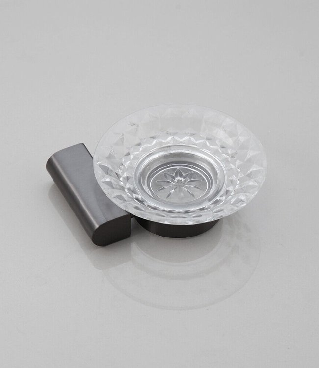 Rene Houtman Zeepbakje met Glazen Schoteltje | Muurbevestiging | Gun Metal