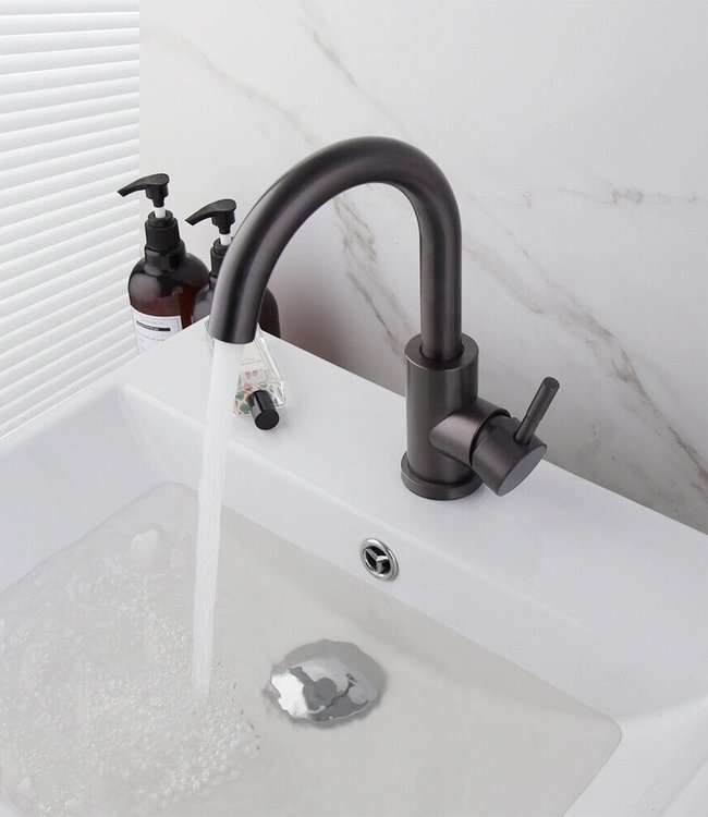 Rene Houtman Wastafelkraan met Draaibare Hals | Gun Metal