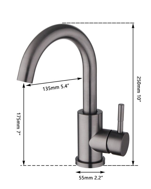 Rene Houtman Wastafelkraan met Draaibare Hals | Gun Metal