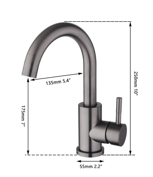 Rene Houtman Wastafelkraan met Draaibare Hals | Gun Metal