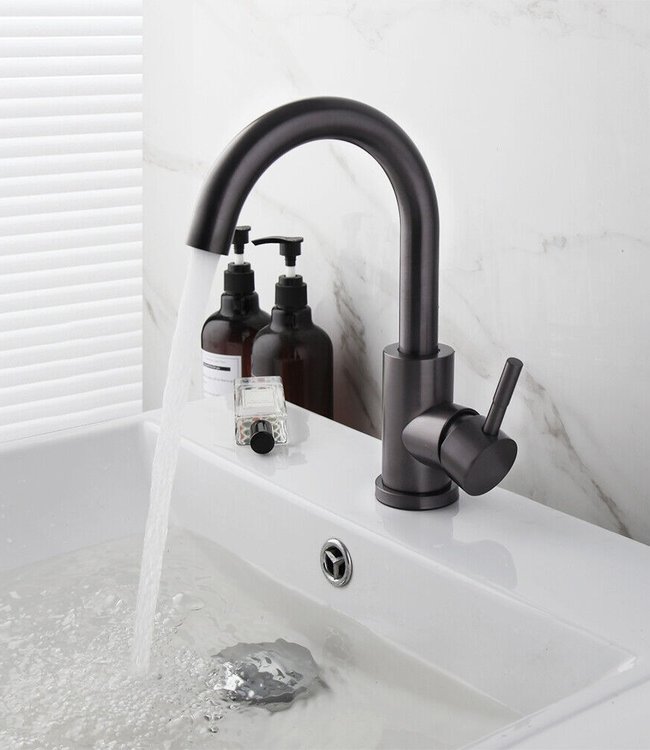 Rene Houtman Wastafelkraan met Draaibare Hals | Gun Metal