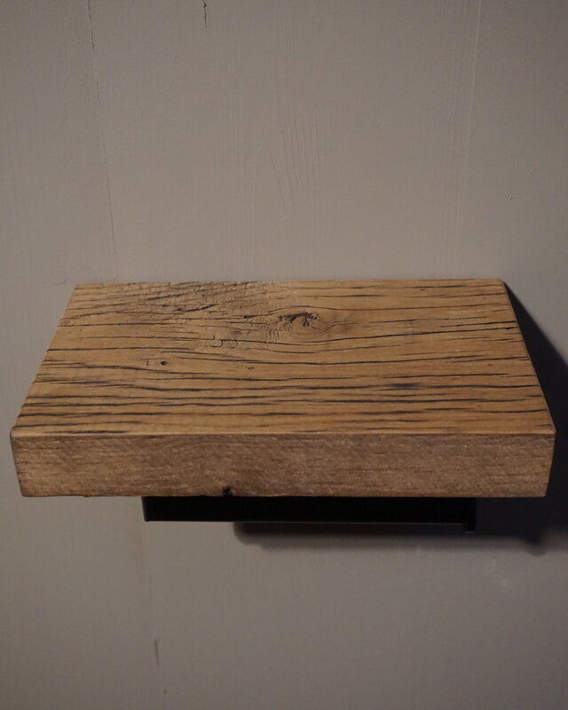 Rene Houtman Toiletrolhouder | Oud Eikenhout Geschaafd| B20 x D13 Cm