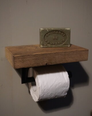 Rene Houtman Toiletrolhouder | Oud Eikenhout Geschaafd| B20 x D13 Cm