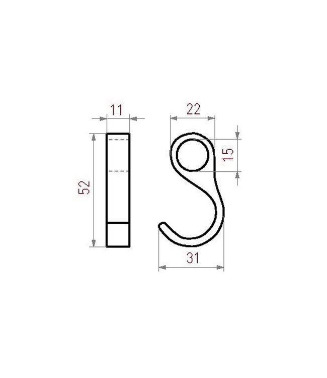 Dauby Kapstok haak | Zwart | H17,4