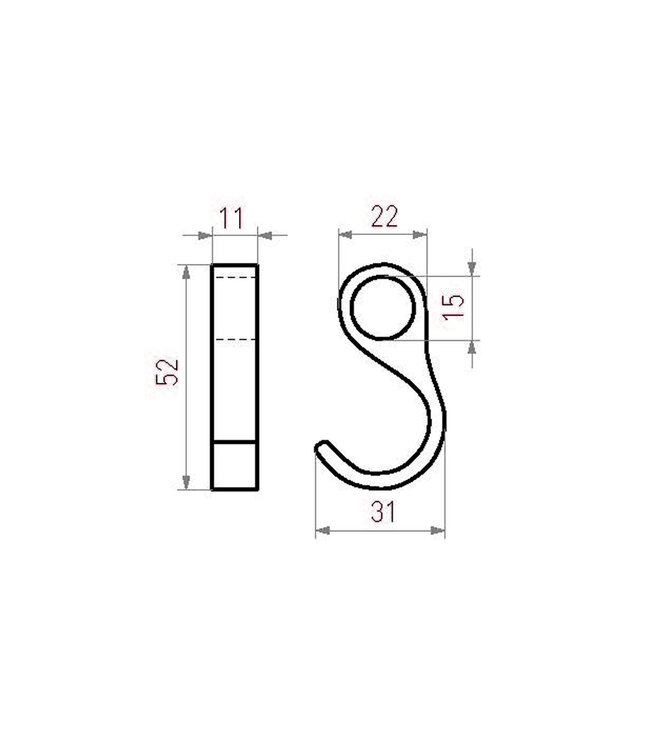 Dauby Kapstok haak | Wit Brons | H17,4