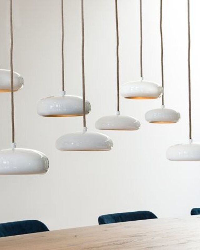 Frezoli Pebble Hanglamp | 8 Kappen | Ecru/Wit