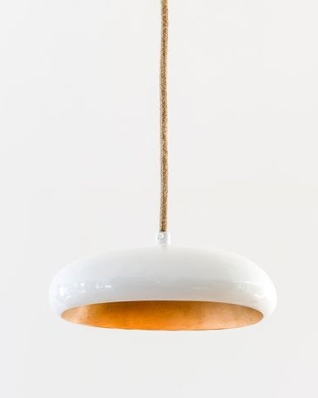 Frezoli Pebble Hanglamp met Ovale Kap | 23 cm | Ecru/Wit