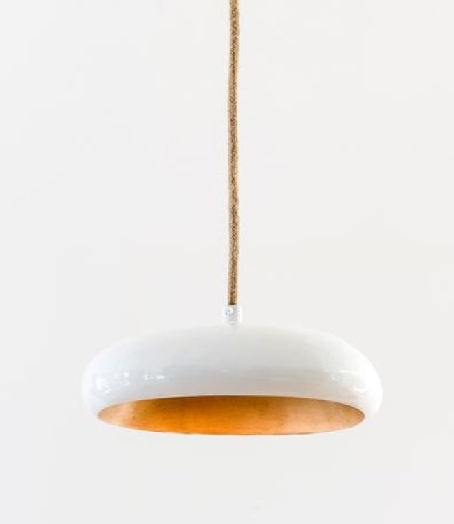 Frezoli Pebble Hanglamp met Ovale Kap | 23 cm | Ecru/Wit