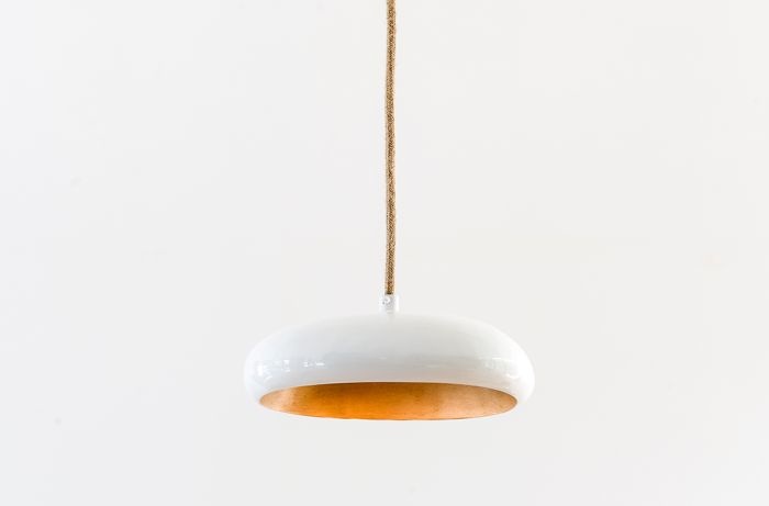 Frezoli Pebble Hanglamp met Ovale Kap | 23 cm | Ecru/Wit