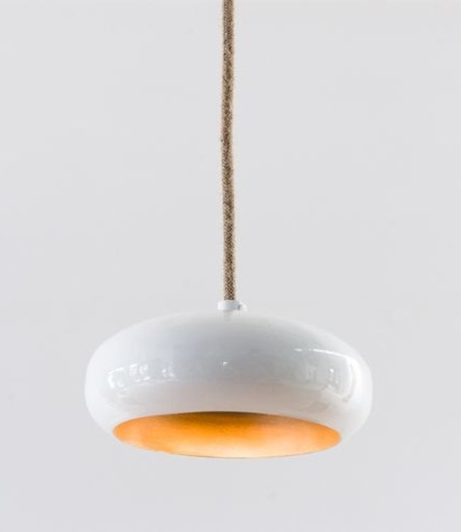 Frezoli Pebble Hanglamp met Ronde Kap | 18 cm | Ecru/Wit