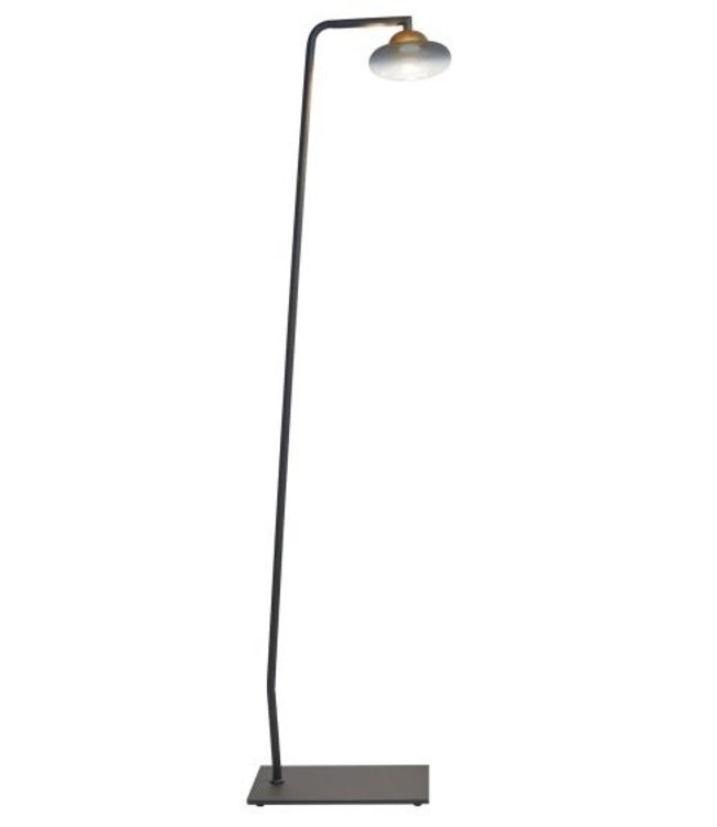 Frezoli Vetroso Vloerlamp | Plat | Smoke Glass | Mat Zwart