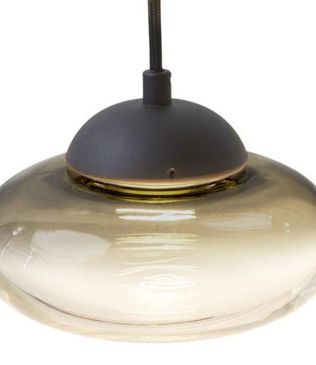 Frezoli Vetroso Hanglamp | Plat | Smoke Glass | Mat Zwart