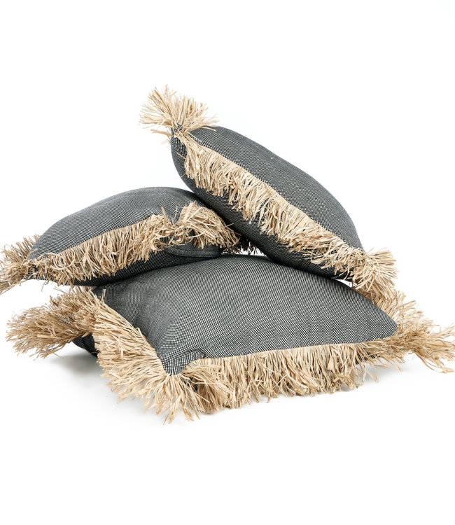 Bazar Bizar Cotton Bonita Kussenhoes - Zwart Naturel - 40x40