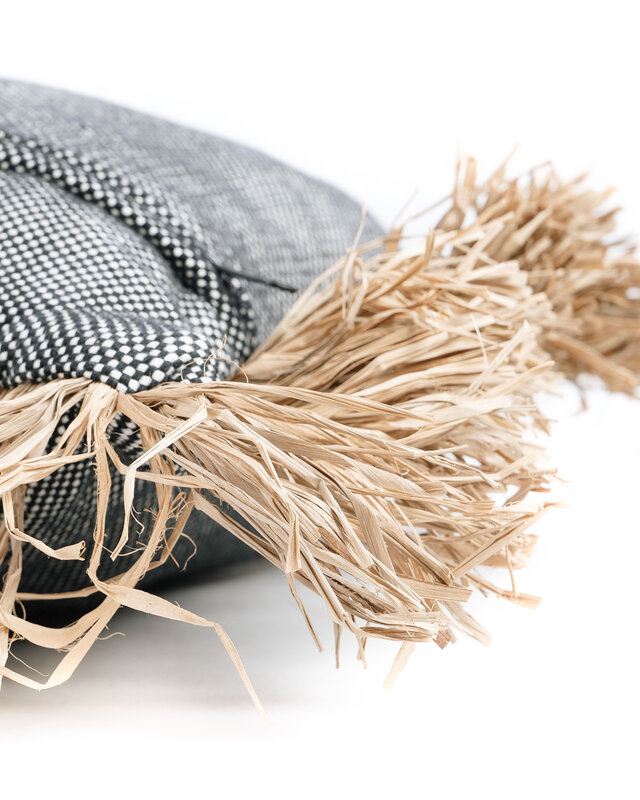 Bazar Bizar Cotton Bonita Kussenhoes - Zwart Naturel - 40x40