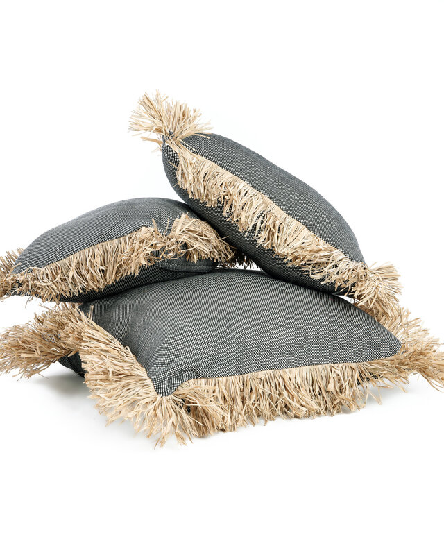 Bazar Bizar Cotton Bonita Kussenhoes - Zwart Naturel - 60x60