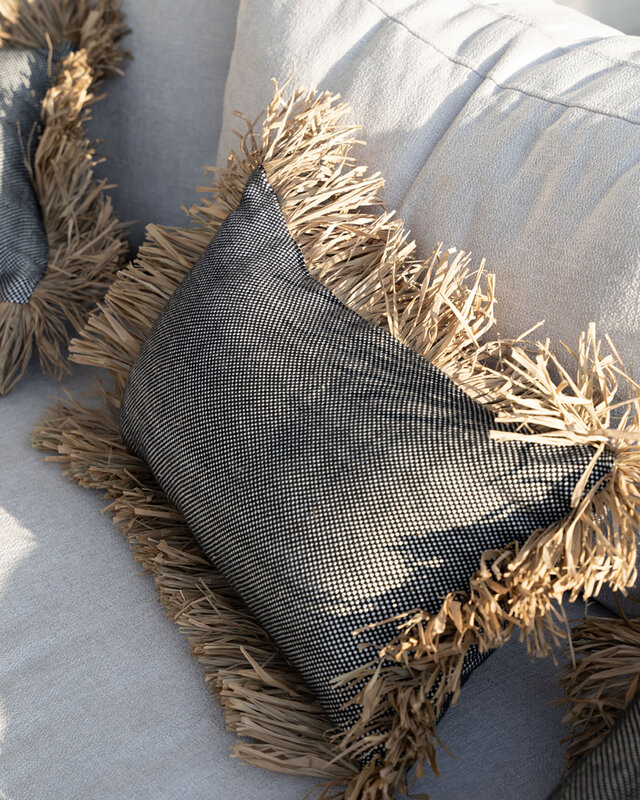 Bazar Bizar Cotton Bonita Kussenhoes - Zwart Naturel - 30x50