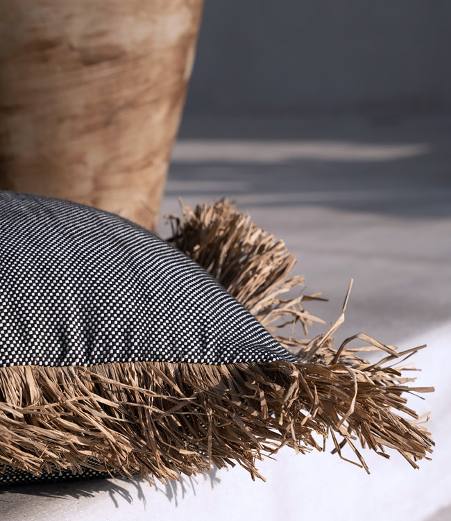 Bazar Bizar Cotton Bonita Kussenhoes - Zwart Naturel - 30x50