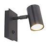 Tubino Muurlamp met Zwart/Bruine Kap | Mat Zwart