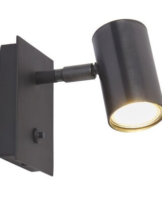 Frezoli Tubino Muurlamp met Zwart/Bruine Kap | Mat Zwart