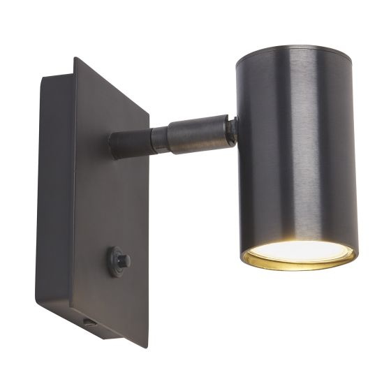 Frezoli Tubino Muurlamp met Zwart/Bruine Kap | Mat Zwart