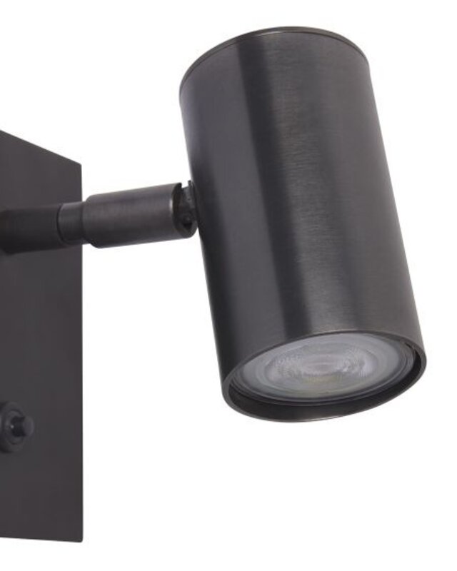 Frezoli Tubino Muurlamp met Zwart/Bruine Kap | Mat Zwart