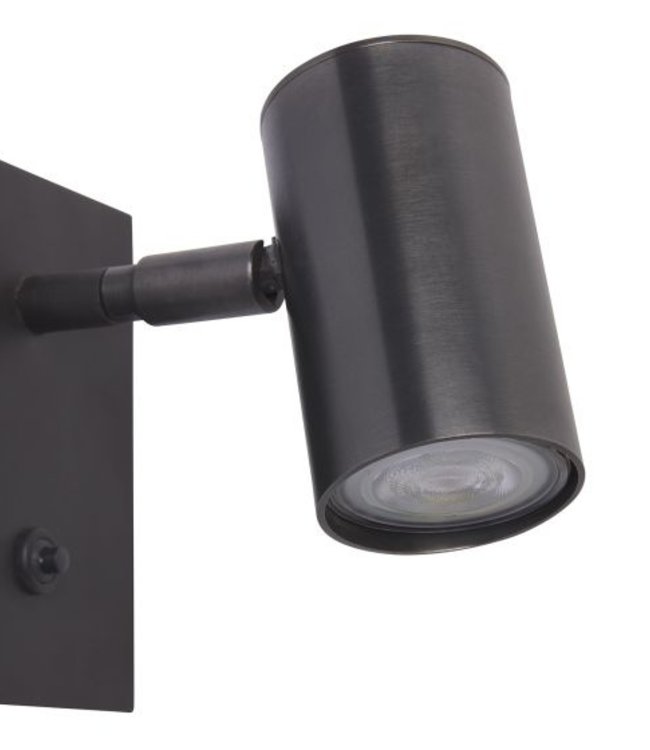 Frezoli Tubino Muurlamp met Zwart/Bruine Kap | Mat Zwart