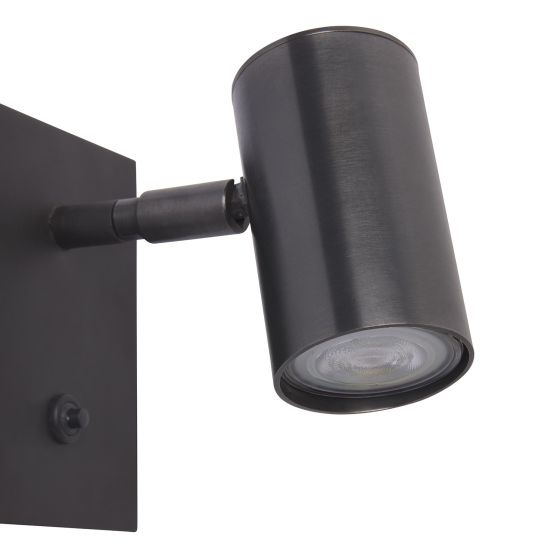 Frezoli Tubino Muurlamp met Zwart/Bruine Kap | Mat Zwart