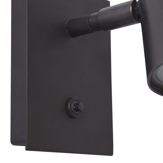 Frezoli Tubino Muurlamp met Zwart/Bruine Kap | Mat Zwart