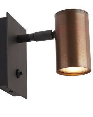 Frezoli Tubino Muurlamp met Koperen Kap | Mat Zwart