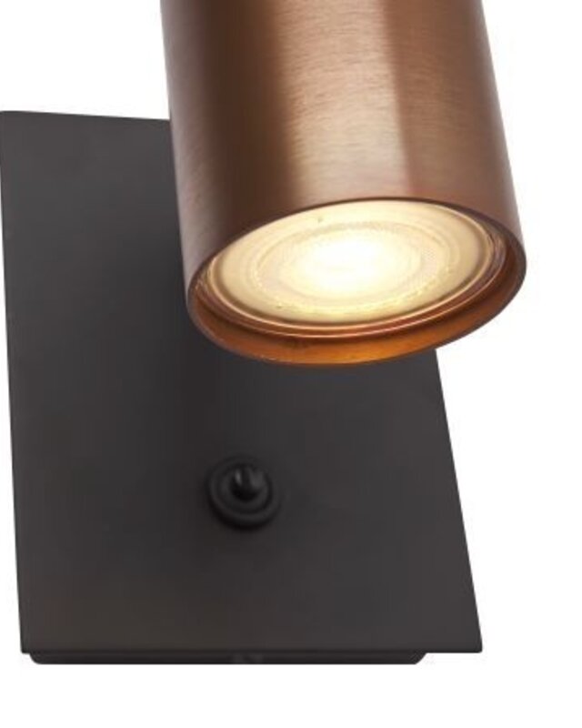 Frezoli Tubino Muurlamp met Koperen Kap | Mat Zwart