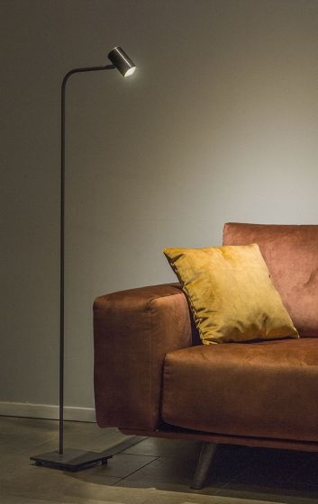 Frezoli Tubino Vloerlamp met Zwart/Bruine Kap | Mat Zwart