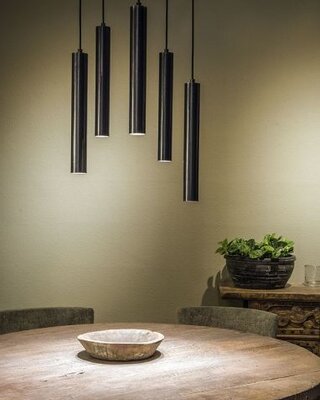 Frezoli Tubino Hanglamp met 5 Buizen | Zwart/Bruine Finish