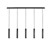 Tubino Hanglamp met 5 Zwarte Buizen | Zwart/Bruin