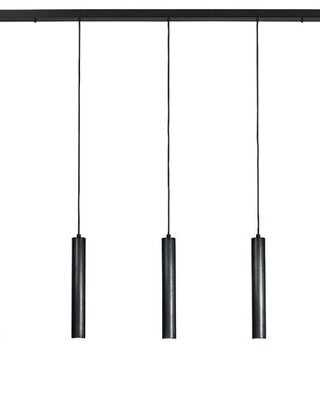 Frezoli Tubino Hanglamp met 5 Zwarte Buizen | Zwart/Bruin