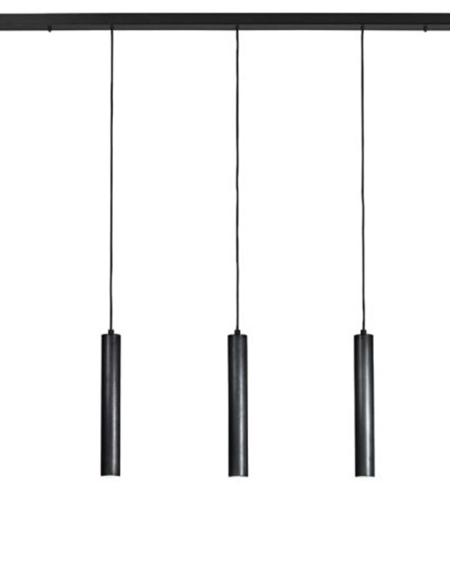 Frezoli Tubino Hanglamp met 5 Zwarte Buizen | Zwart/Bruin