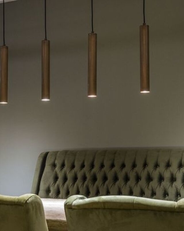 Frezoli Tubino Hanglamp met 5 koperen buizen | Mat Zwart