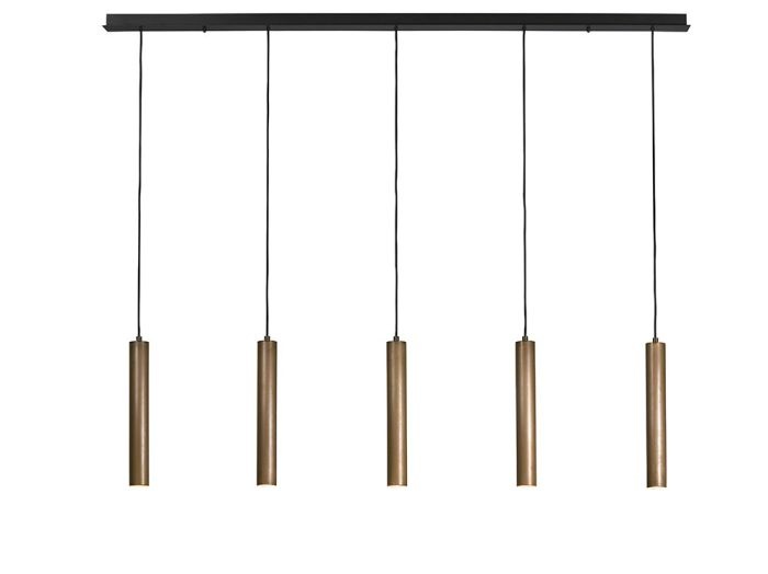 Frezoli Tubino Hanglamp met 5 koperen buizen | Mat Zwart