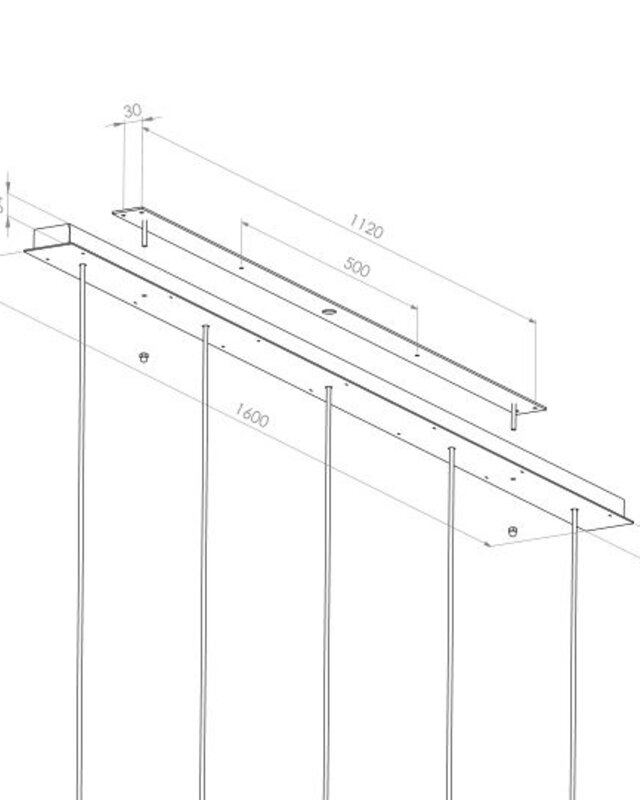 Frezoli Tubino Hanglamp met 5 koperen buizen | Mat Zwart