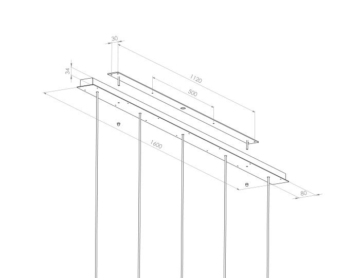 Frezoli Tubino Hanglamp met 5 koperen buizen | Mat Zwart