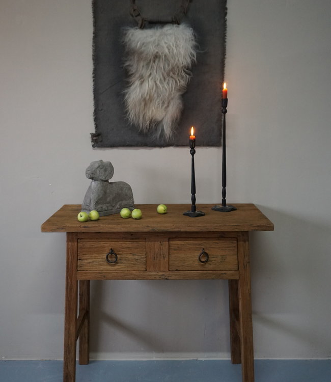 Rene Houtman Wandtafel Muurtafel Naturel 2 lades H90 cm