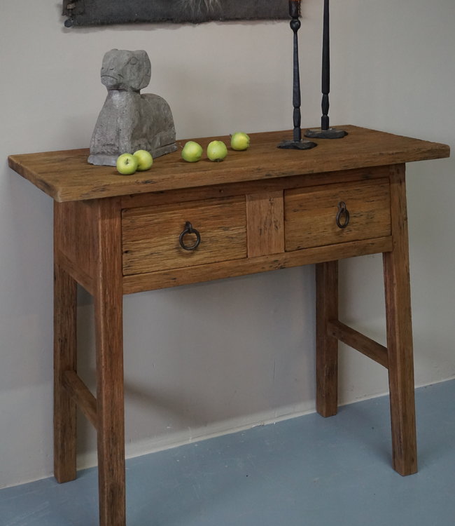 Rene Houtman Wandtafel Muurtafel Naturel 2 lades H90 cm