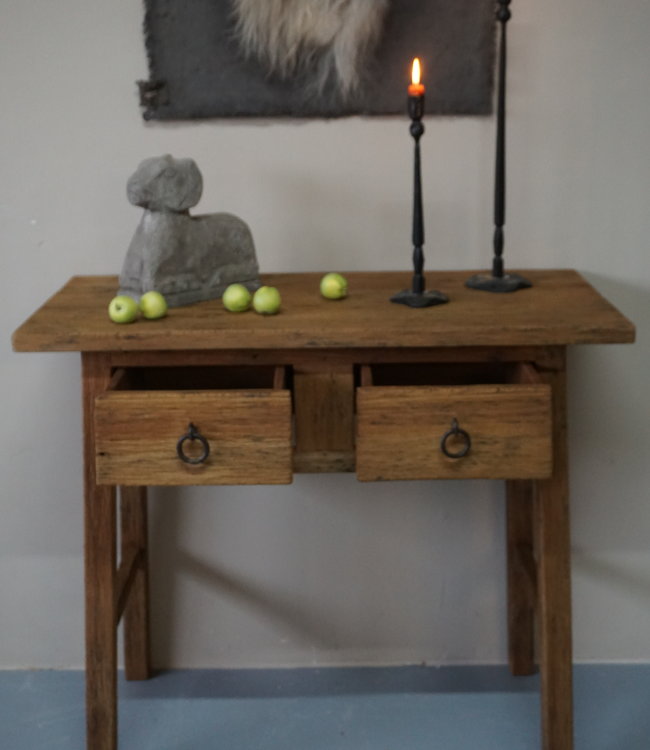 Rene Houtman Wandtafel Muurtafel Naturel 2 lades H90 cm