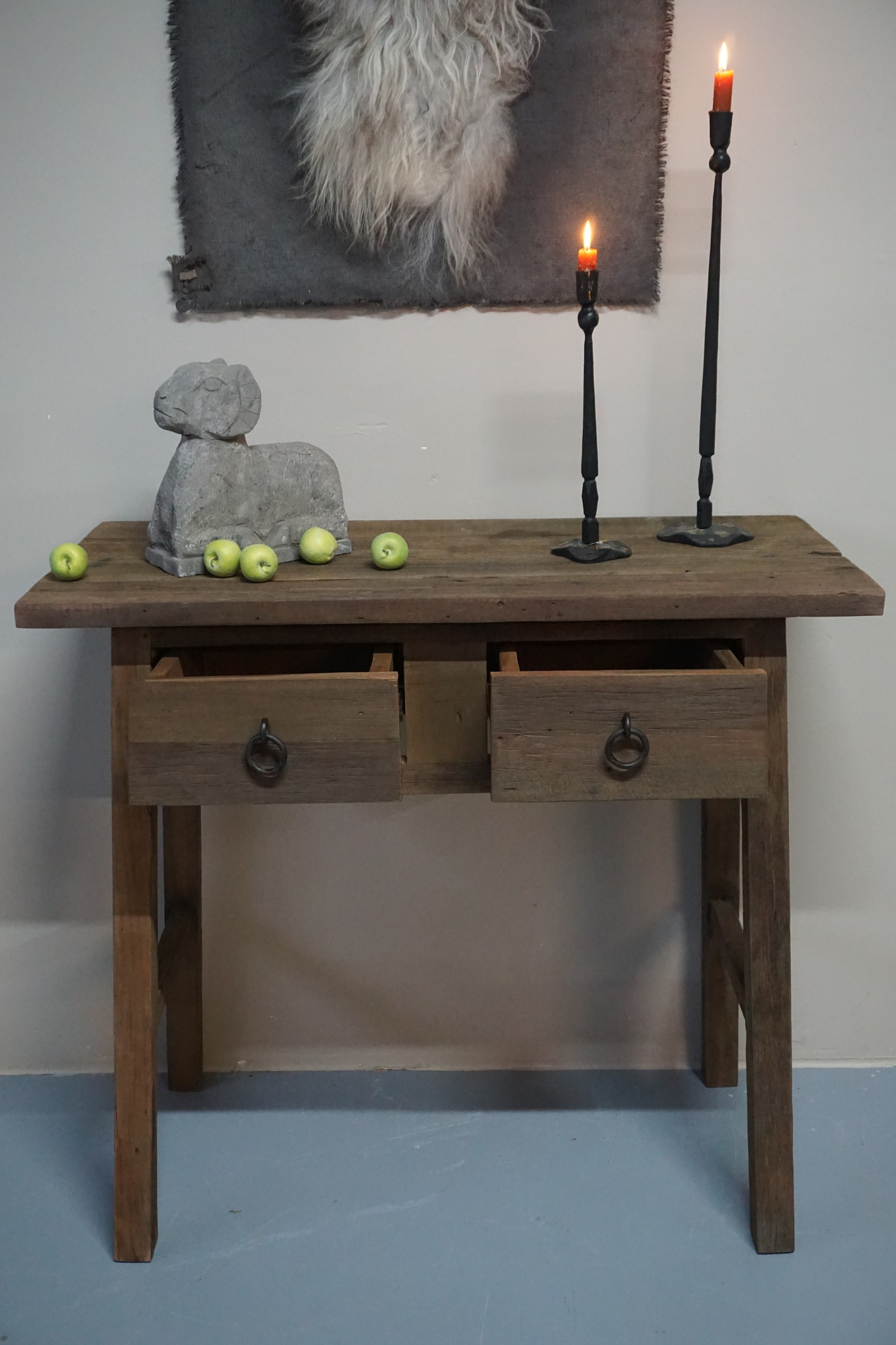 Rene Houtman Wandtafel Muurtafel Grey 2 lades H90 cm