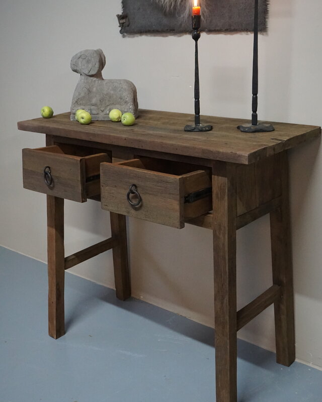 Rene Houtman Wandtafel Muurtafel Grey 2 lades H90 cm