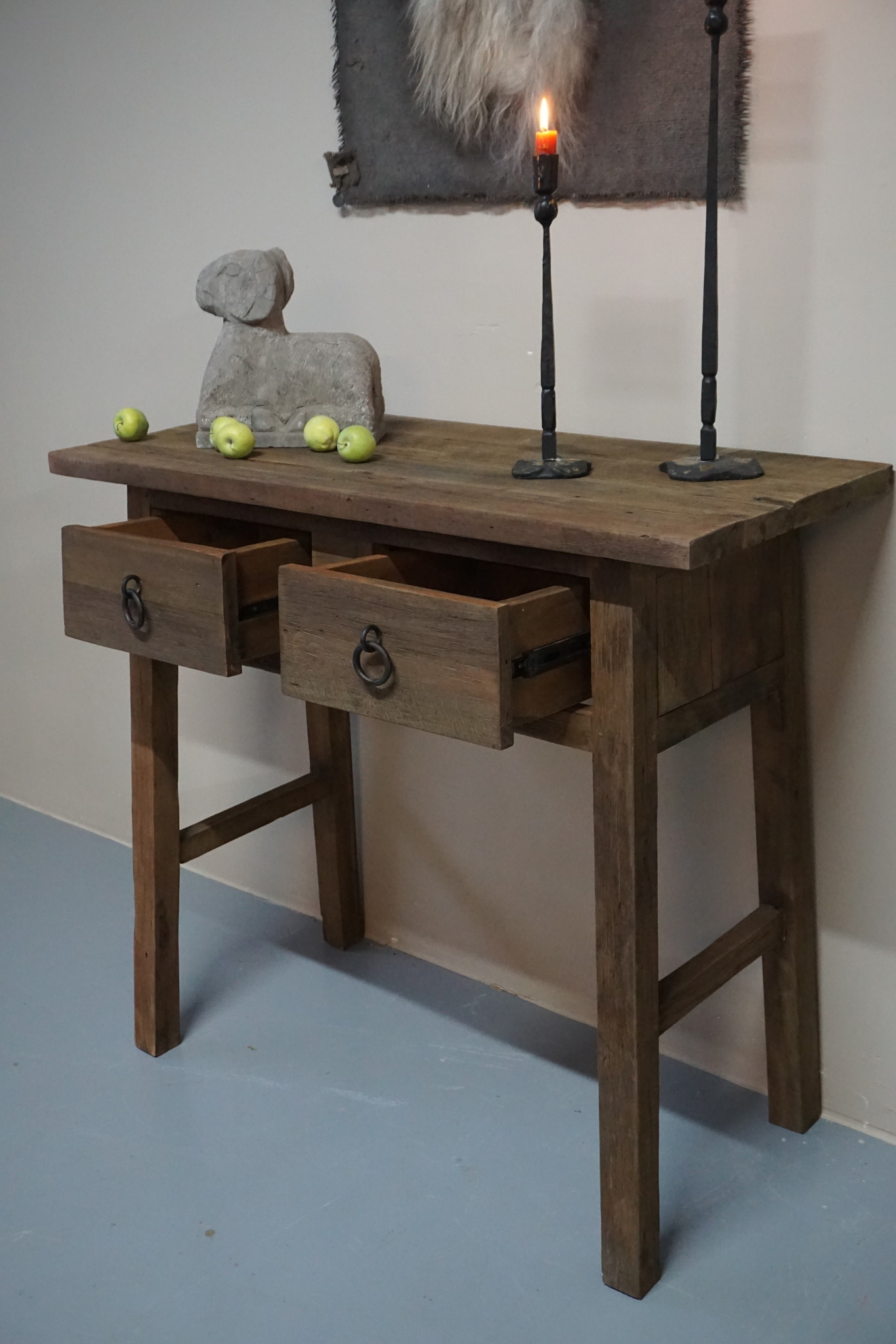 Rene Houtman Wandtafel Muurtafel Grey 2 lades H90 cm