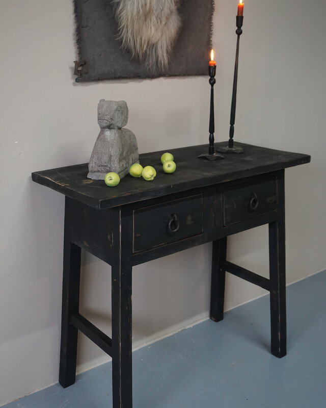 Rene Houtman Wandtafel Muurtafel Zwart 2 lades H90 cm