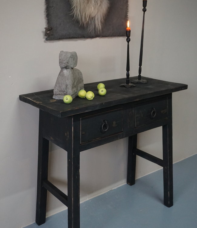 Rene Houtman Wandtafel Muurtafel Zwart 2 lades H90 cm