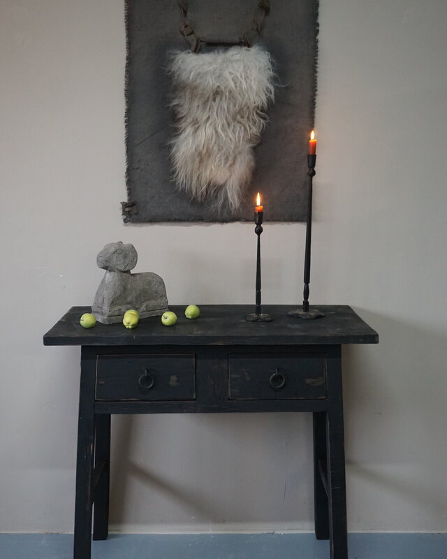 Rene Houtman Wandtafel Muurtafel Zwart 2 lades H90 cm